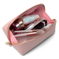 Luxeoria Large Capacity PU Leather Jewelry Toiletry Bag Flat Opening Cosmetic Case Travel Organizer