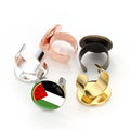 Manufacturer I Love Palestine Flag Design Ring Silver Brass Rose Gold Tone Open End Ring