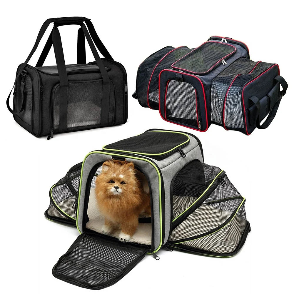 Hot Sale Portable Folding Expandable Soft-Sided Breathable Transport Airline Approved Cat Bag Pet Carrier Travel Products
