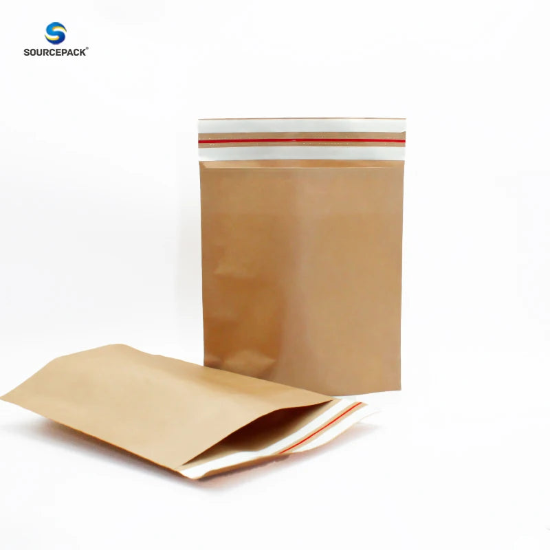 Custom Printing Eco Friendly Self Adhesive Reusable Stand up Pouch Food Gift Packaging Kraft Paper Bags