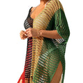 Slight Stretch Women Swimsuit Cover up Colorful Sun Protection Beach Bathing Suit Bikini 100% Polyester Knitting Bikinis Adults