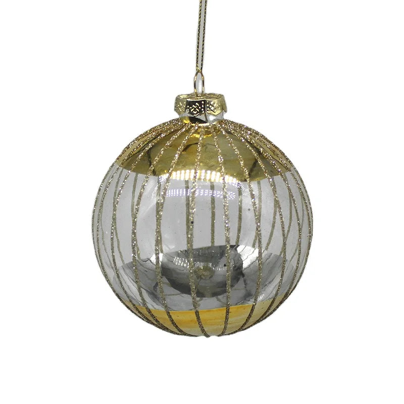 2021 Christmas Ornaments Glass Ball Luxury Tree Hanging Handmade Painting Bauble Festival Home Decoration Gift