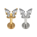 Right Grand ASTM F136 Titanium Internal Thread Butterfly Cubic Zirconia Ear Tragus Helix Labret Ring Piercing