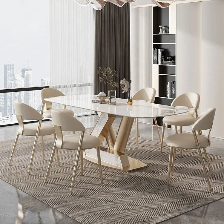 Creative Italian Light Luxury Modern Minimalist High-end Glossy Rectangular  Household Furniture Dining Room Dining Chair
