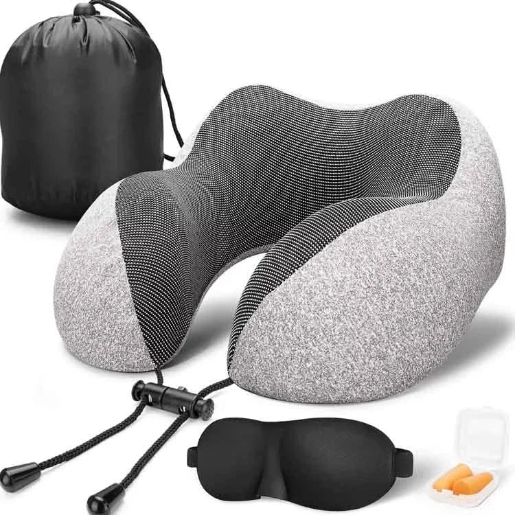 Hot Selling 3 in 1 Portable U Shape Travelling Neck Pillow Set with Eye Mask Wholesale Car Head Rest Set Neck Pillow