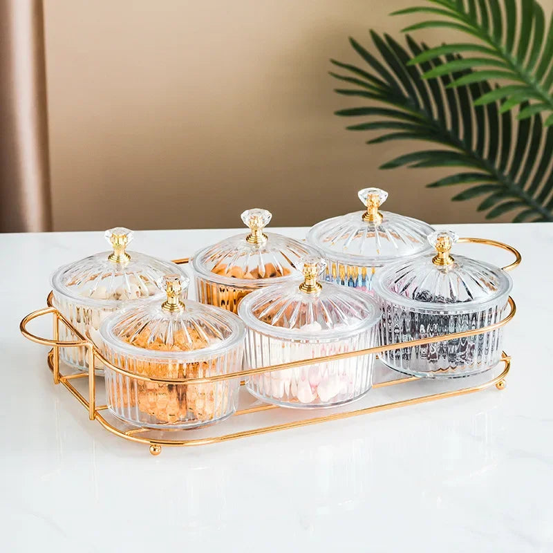 Factory Outlet Glass Snack Trays Dry Fruit Plate Set Glass Plate for Dry Fruit Tray