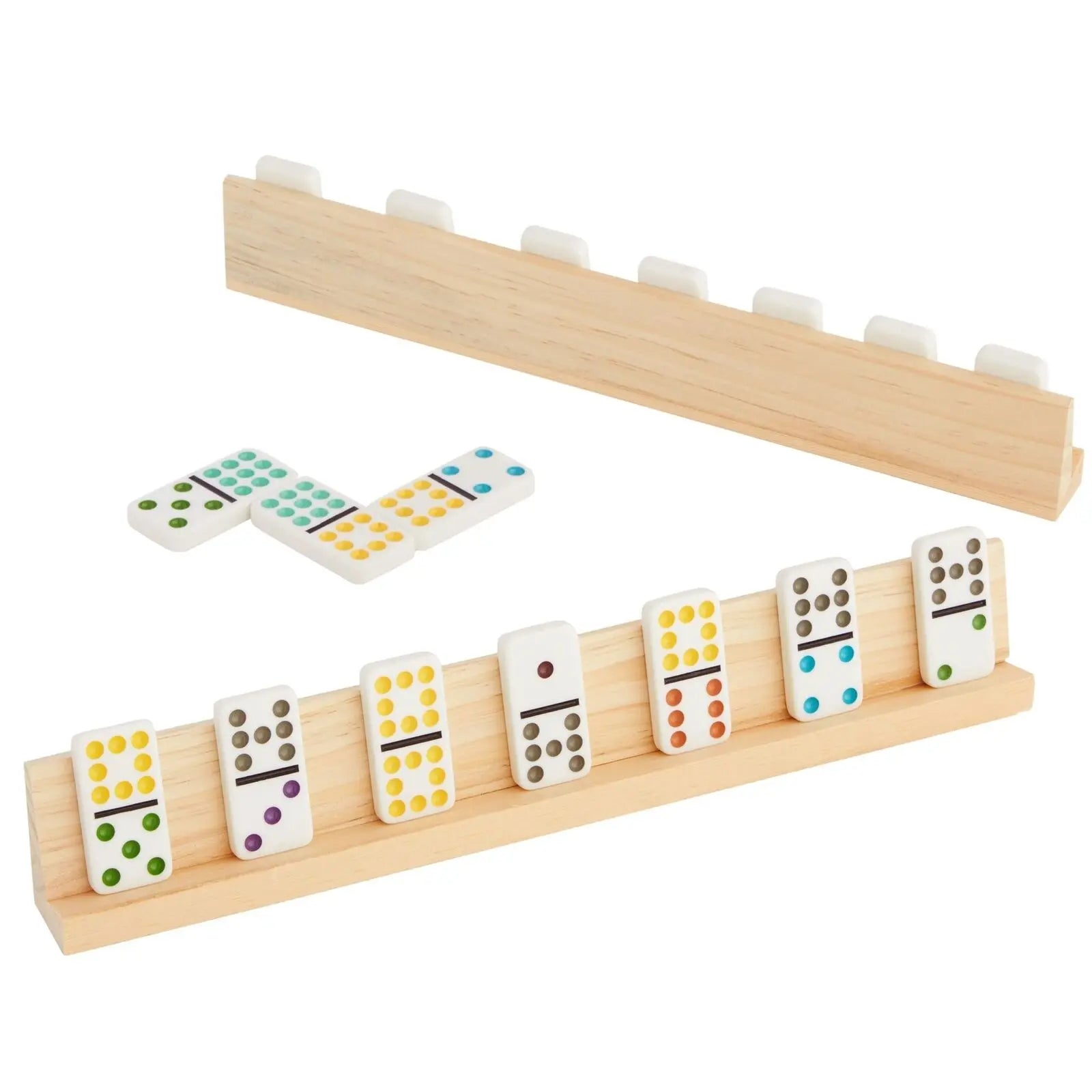 19cm Polished Wooden Domino Game Playing Rack Trays English Alphabet Base Washable Replacement Letter Bracket DIY Letter Holder