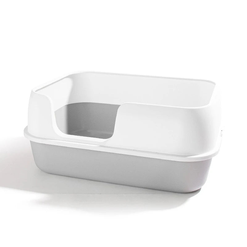 Open Extra-Large Spacious Splash-Proof Kitty Toilet Plastic Cat Litter Box for Easy Pet Cleaning