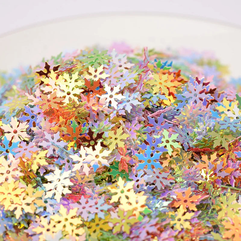 9mm Bulk Wholesale Holographic Snowflake Sequins Flat Nail  Craft Christmas Party Decorative Confetti Paillette Pvc Film Sequins