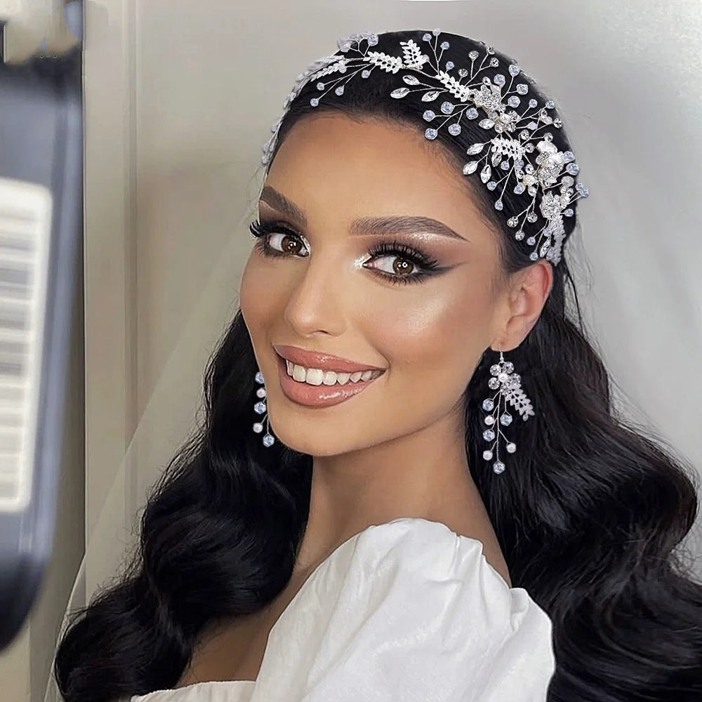 Handmade Exquisite Headwear with Crystal Pearl Headbands Party Wedding Hair Accessories Bridal Headpiece