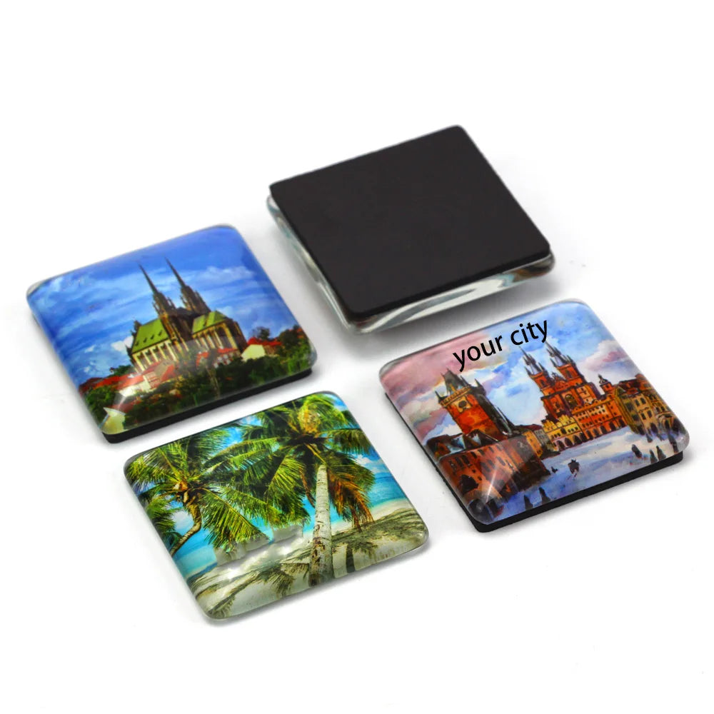 Wholesale Price Iman Para Refrigerador Fiesta De Playa 3D Design Glass Metal Fridge Magnet