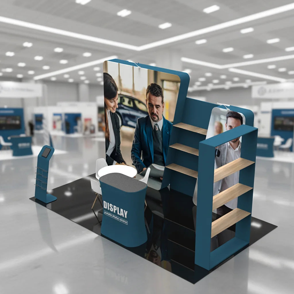 Portable Lightweight Aluminum Tension Fabric Easy Setup 3D Trade Show Display Booth 3x3/3x6/6x6 Custom Color
