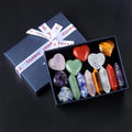 7 Chakra Reiki Healing Crystals Loose Stones Heart Shape Quartz Gemstone Polished Chakra Crystal Point Box Set for Gift