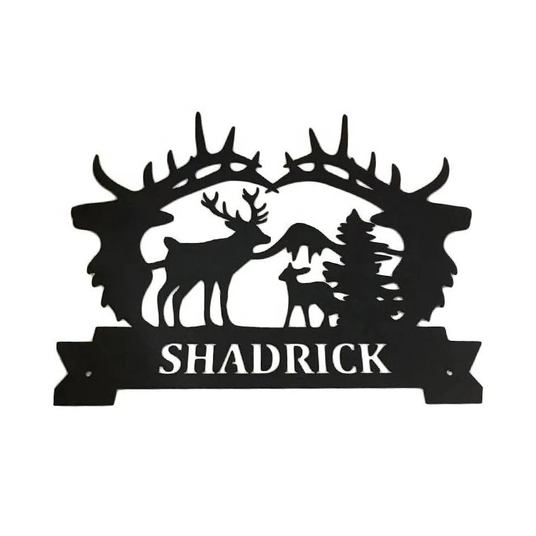 Custom Iron Rustic Wall Decor Metal Deer Silhouette Decorations Laser Cut Metal Sign Vintage Deer Wall Art