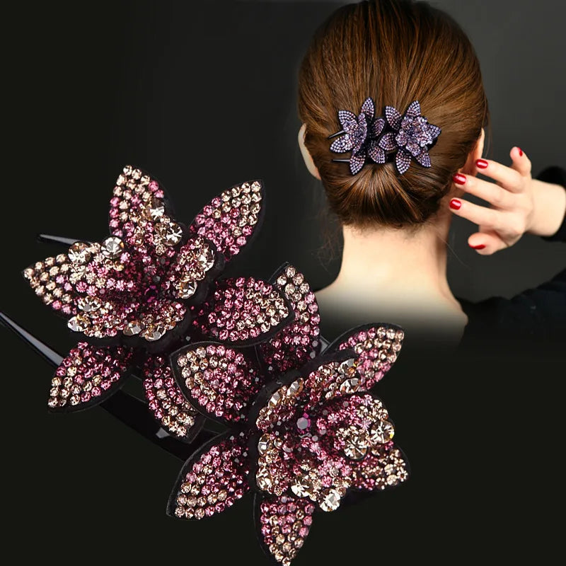 2023 New Rhinestone Flower Duck Beak Clip Large Hair Clip Decoration for Women Hair
