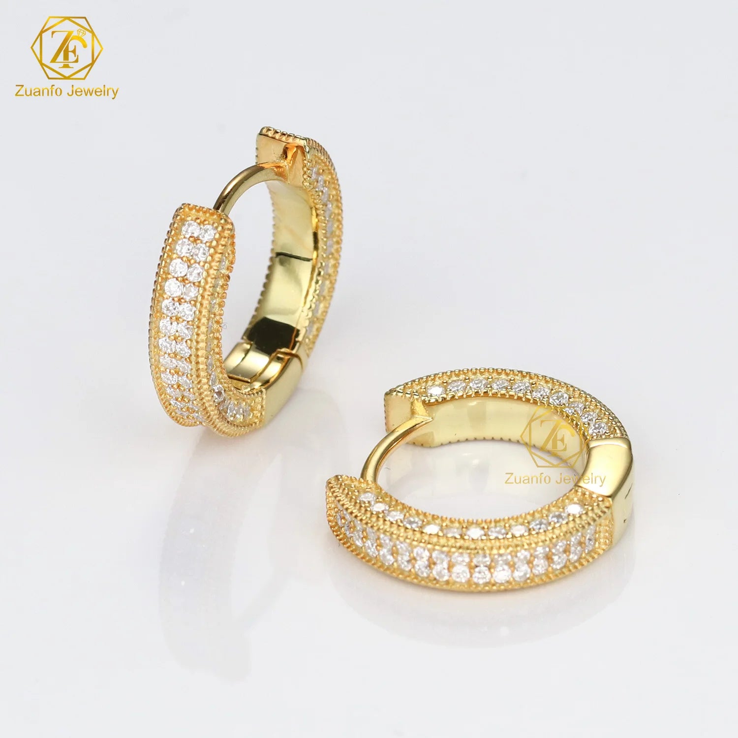 Fine Jewelry Diamonds Hoop Earring Gold Plated 925 Sterling Silver Iced Out VVS Diamond Moissanite Hoop Earrings