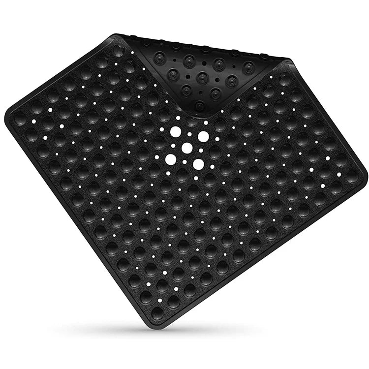 53x53CM Non-Slip Square Shower Mat Machine Washable Anti-Mould Slip-Resistant with Suction Cups Drain Holes for Bathroom Safety