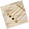 DaiHe Hot Sale Waterproof Stainless Steel Green Zircon Emerald Pendant Necklace Fashion Jewelry Necklaces for Women