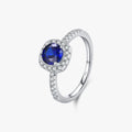 925 Sterling Silver Vintage Blue Promise Rings Fine Jewelry Wedding Engagement Rings Bands for Women MegaBDM