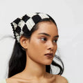 2026  New Arrivals Fashion Girls Grid Crochet Hair Band Beauty Accessories Fresh Woven Hair Scarf Checker Headbands for Women