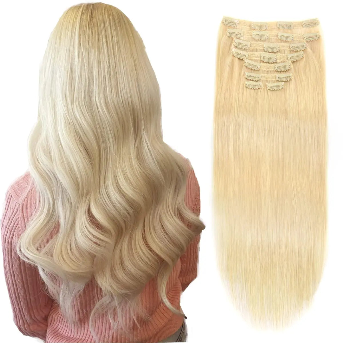 Clip-in Human Hair Extensions 8pcs/set Blonde Remy Human Hair Straight 14"-18" Natural Black Brown Real Hair