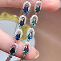 New Designs Wholesale 925 Sterling Silver Natural Sapphire Beaded Hand Bracelet for Women