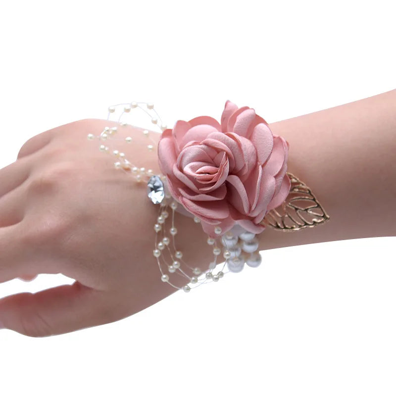 Wedding Bridal Bridesmaid Wrist Flower Corsage Wedding Planner Wrist Corsage Hand Flower Pearl Wrist
