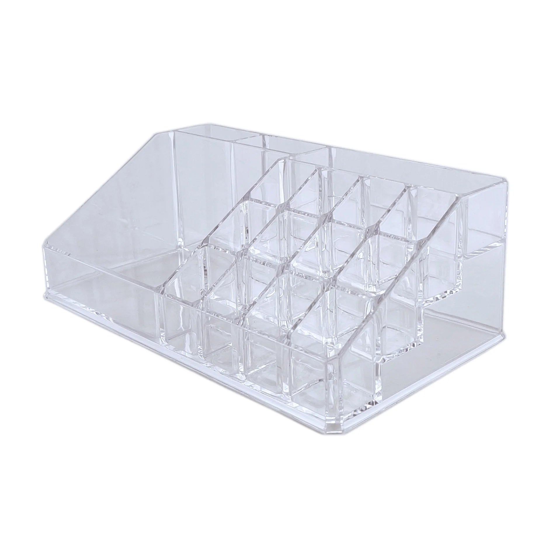 16 Grids Plastic Transparent Cosmetic Jewelry Makeup Tabletop Organizer Display Holder Lipstick Container Storage Box