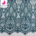 Handmade Beaded Embroidery Tulle Sequins Lace With Applique for Collection Dress Pearls Fabric HY1872