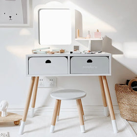 Wooden Children Simulation Dressing Table Princess Cosmetics Table Role Play Toys Girl Wooden Educational Toy