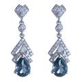 Factory Wholesale Rhodium Plated 925 Sterling Silver Pear Cut Natural London Blue Topaz Drop Earrings for Women Gift Daily Wear