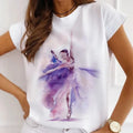 Custom New Watercolor Ballet Dancer Print Women Tshirt Casual Dancing Ballet O-Neck Summer Harajuku Vintage Tops Camisas Mujer