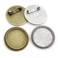 25mm Inner Size Retro Series Antique Silver Plated/Bronze Brooch Baroque Style Cabochon Base Setting