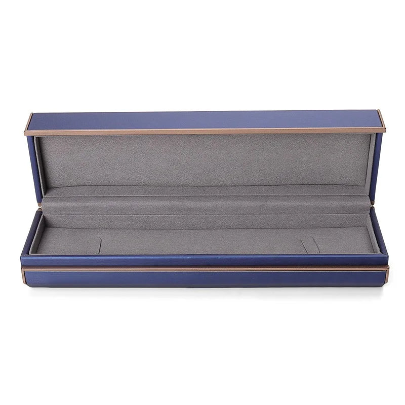 Hot Selling Pu Leather Navy Blue Color Wholesale Jewelry Packaging Boxes Custom logo Bracelet Long Chain Box