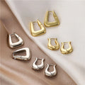 EM1342 Unique Style Thick 18k Gold Plated Brass Geometric Trapezoid Tulip Flower Hoop Earrings for Women Ladies