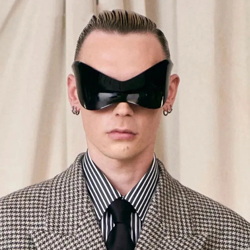 2023 Oversized Futuristic Y2k Shield Sun Glasses for Men Women Wrap Around Fashion Hip Hop Retro One Piece Sunglasses