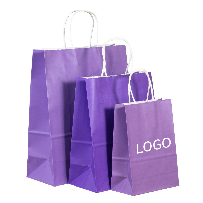 Custom Reusable Eco-Friendly Classic Kraft Paper Bag with Patch Handle Flexo Printed Logo for Gift & Craft Use