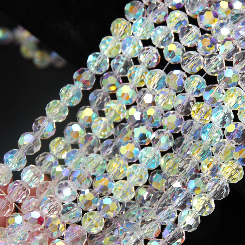 Clothing Accessory Glass Beads Bulk Scattered Crystals Transparent Sparkling Rondelle Pattern  Clear 8mm