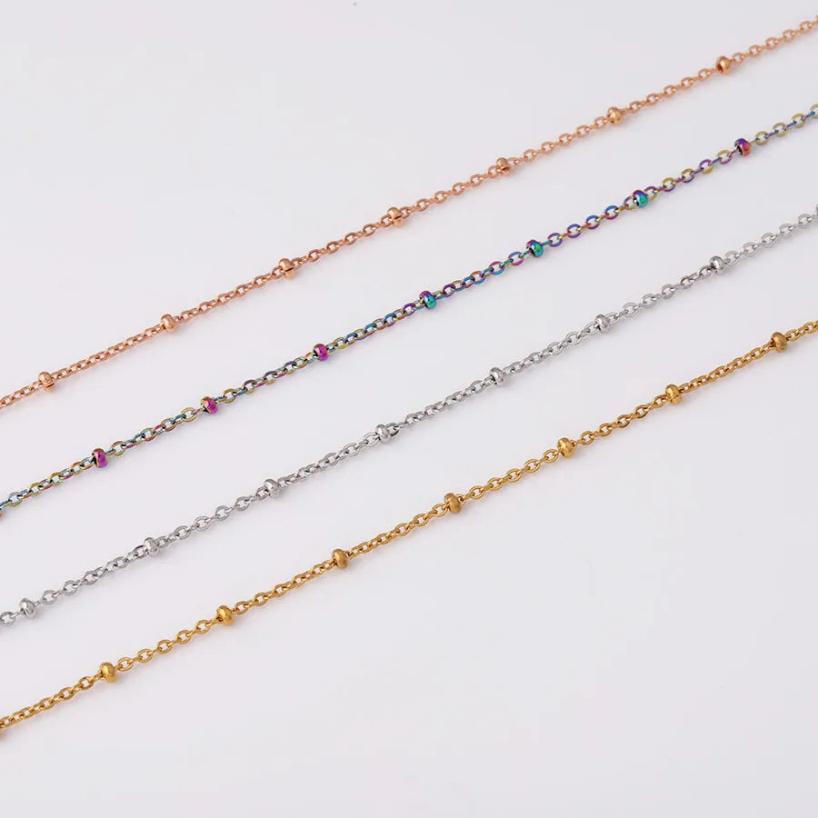 24inches Gold Filled Necklace Designer Handmade Satellite Bead Stainless Steel Chain Necklace for Women Men