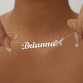 Luxury Personalized Customized Name Letter Zircon Pendent Necklace 18K Gold Plated Stainless Steel Necklace Birthday Gift