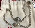 B469 9-10mm 925 Sterling Silver Gold Plated Wholesale Freshwater Pearl Charm Bracelet  Bangle Fancy Jewelry for Women