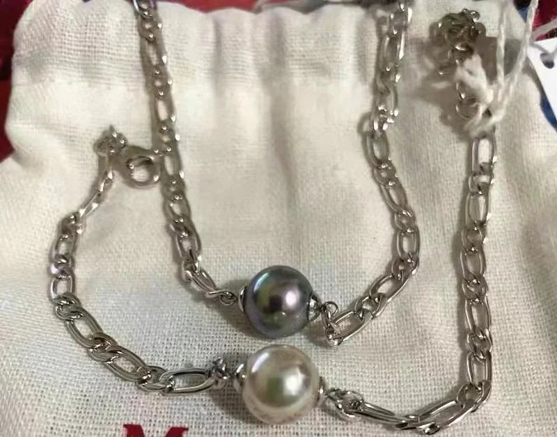 B469 9-10mm 925 Sterling Silver Gold Plated Wholesale Freshwater Pearl Charm Bracelet  Bangle Fancy Jewelry for Women