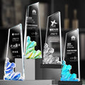 2024 New Design Rainbow Diamond Sea Wave Crystal Glass Awards Plaque Trophy MH-NJ0444