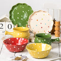 Fast Shipping 6 Pcs Set Tableware Porcelain Home Kitchen Portable Flatware Set Hand Painted Color Spots Ceramic Dinner Set