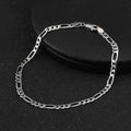 RINNTIN SB66 Fine Jewelry Bracelet Sets 925 Sterling Silver Men Bracelets 3.3mm Figaro Chain Necklace Wholesale for Women