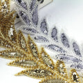 Handmade Yards Beaded Wedding Accessories Beading Gold and Silver Leaf Shape Sequin Fabric Lace Paillette Trims