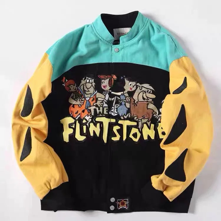 Wholesale Oem Cotton Male Bomber Jackets Custom Embroider logo Full All Over Oem Vintage Embroidery Racing Jacket
