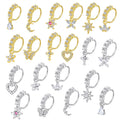 14K Gold Plated Cubic Zirconia Cute Cartilage Earring Dangle Hoops Nose Rings for Women Butterfly Dangling Nose Piercing Jewelry