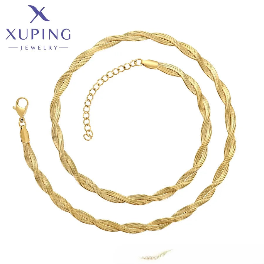 T000945915 XUPING JEWELRY 14K Gold Color Wholesale Stainless Steel Gold Plated Custom Name Couple Necklace