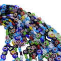 GP0954 Rainbow Multicolor Flat Lampwork Glass Flower Floral Round Ball Beads for Jewelry Phone Chain Straps Making